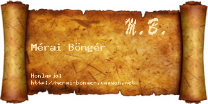 Mérai Böngér névjegykártya